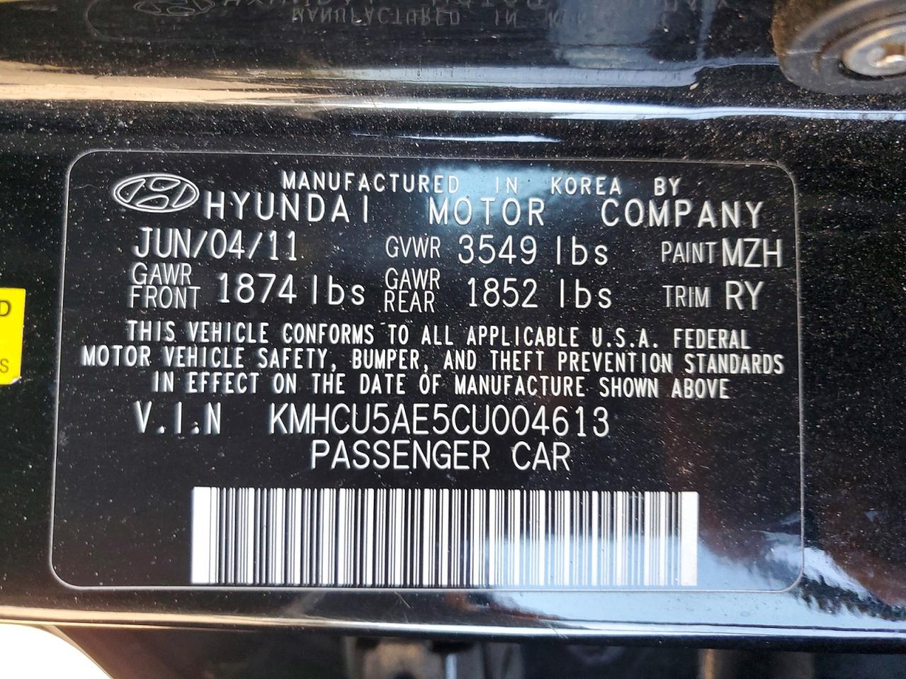2012 HYUNDAI ACCENT