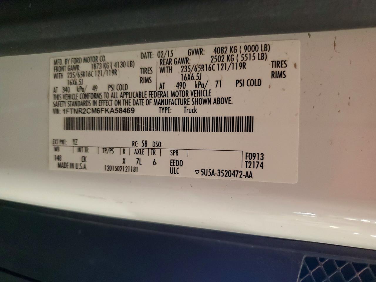 2015 FORD TRANSIT