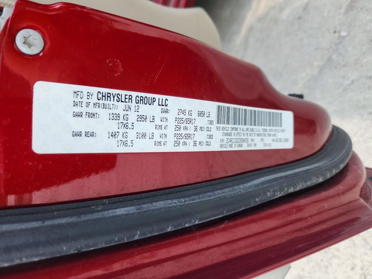 2012 CHRYSLER MINIVAN