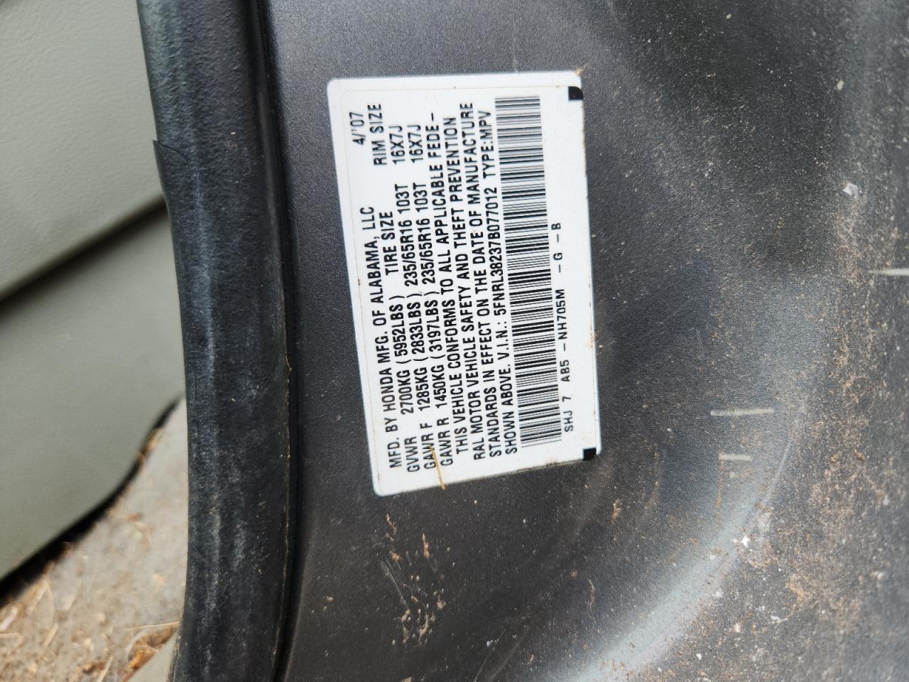 2007 HONDA ODYSSEY