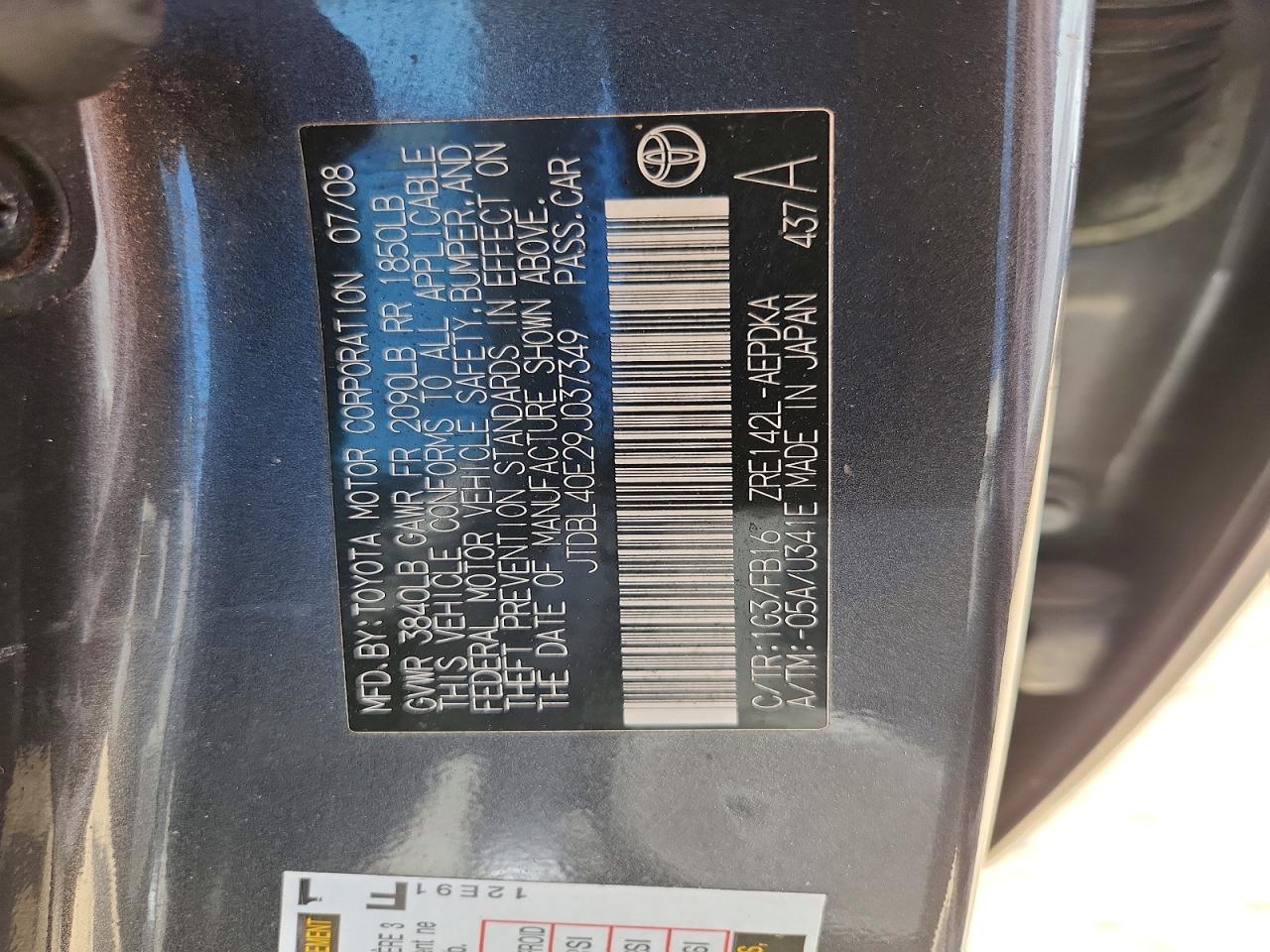 2009 TOYOTA COROLLA