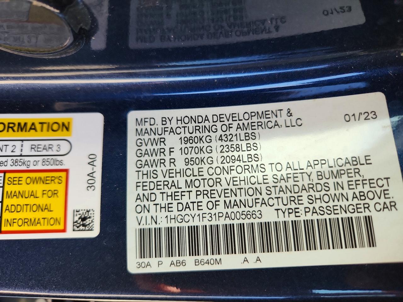 2023 HONDA ACCORD