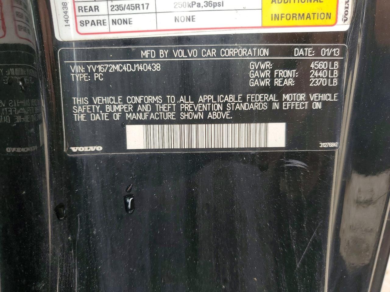 2013 VOLVO C70