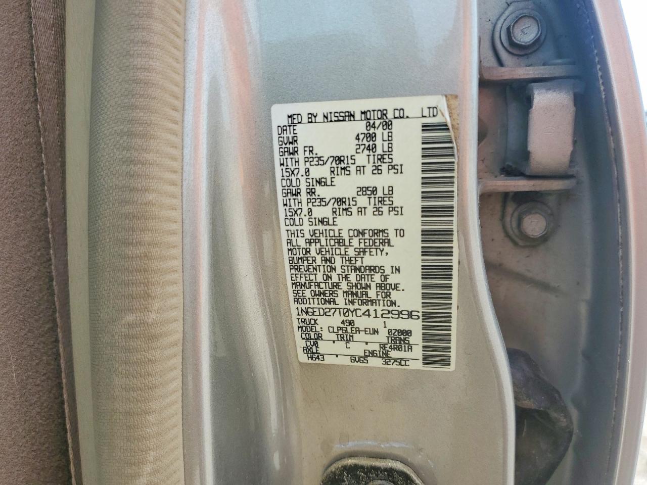 2000 NISSAN FRONTIER
