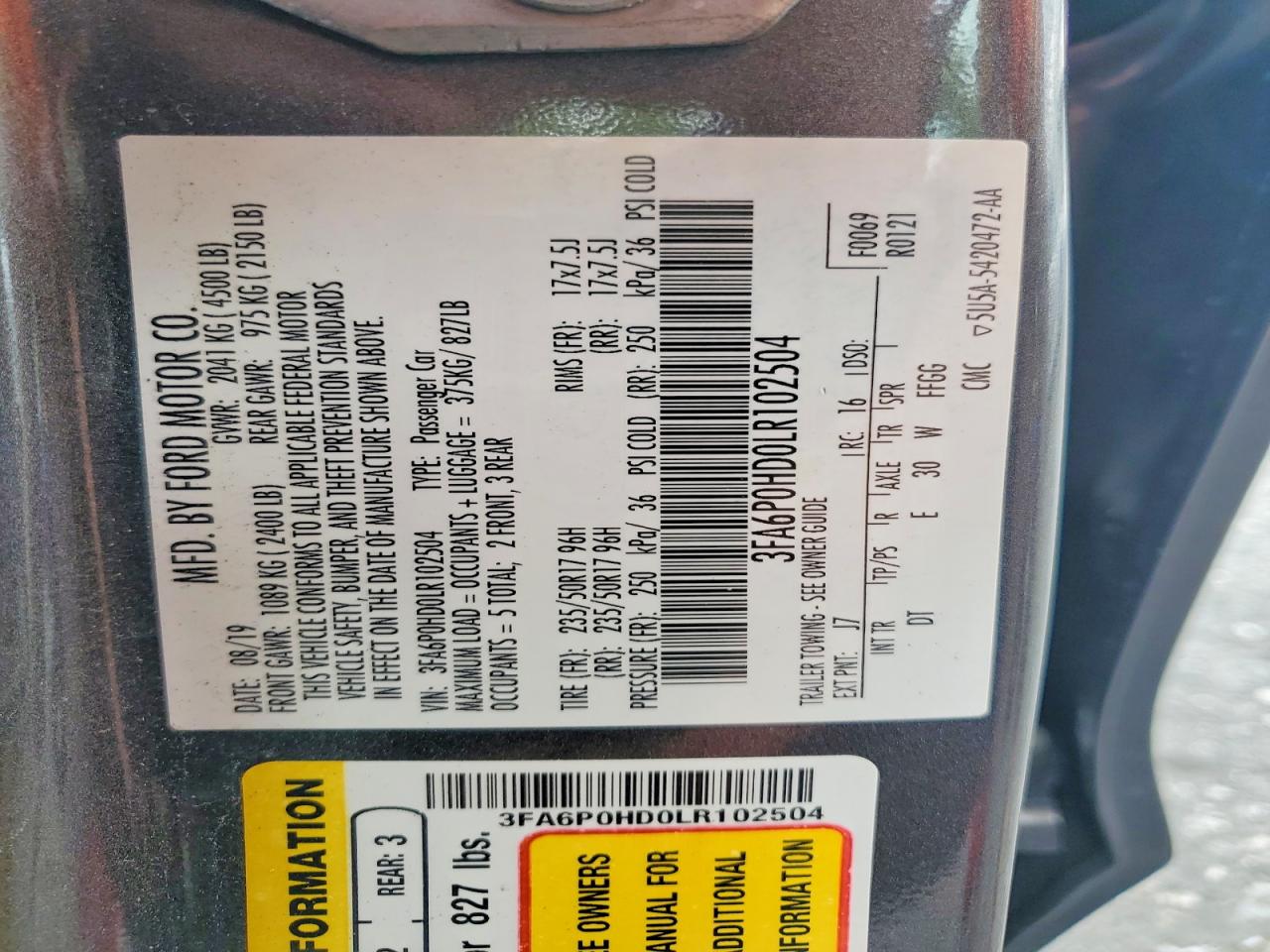 2020 FORD FUSION