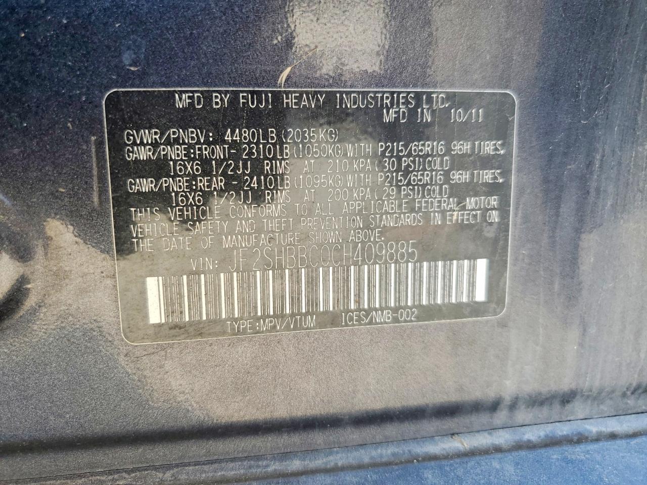 2012 SUBARU FORESTER
