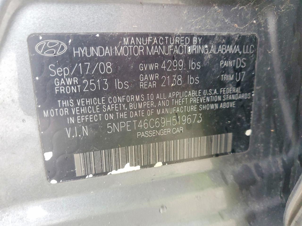 2009 HYUNDAI SONATA