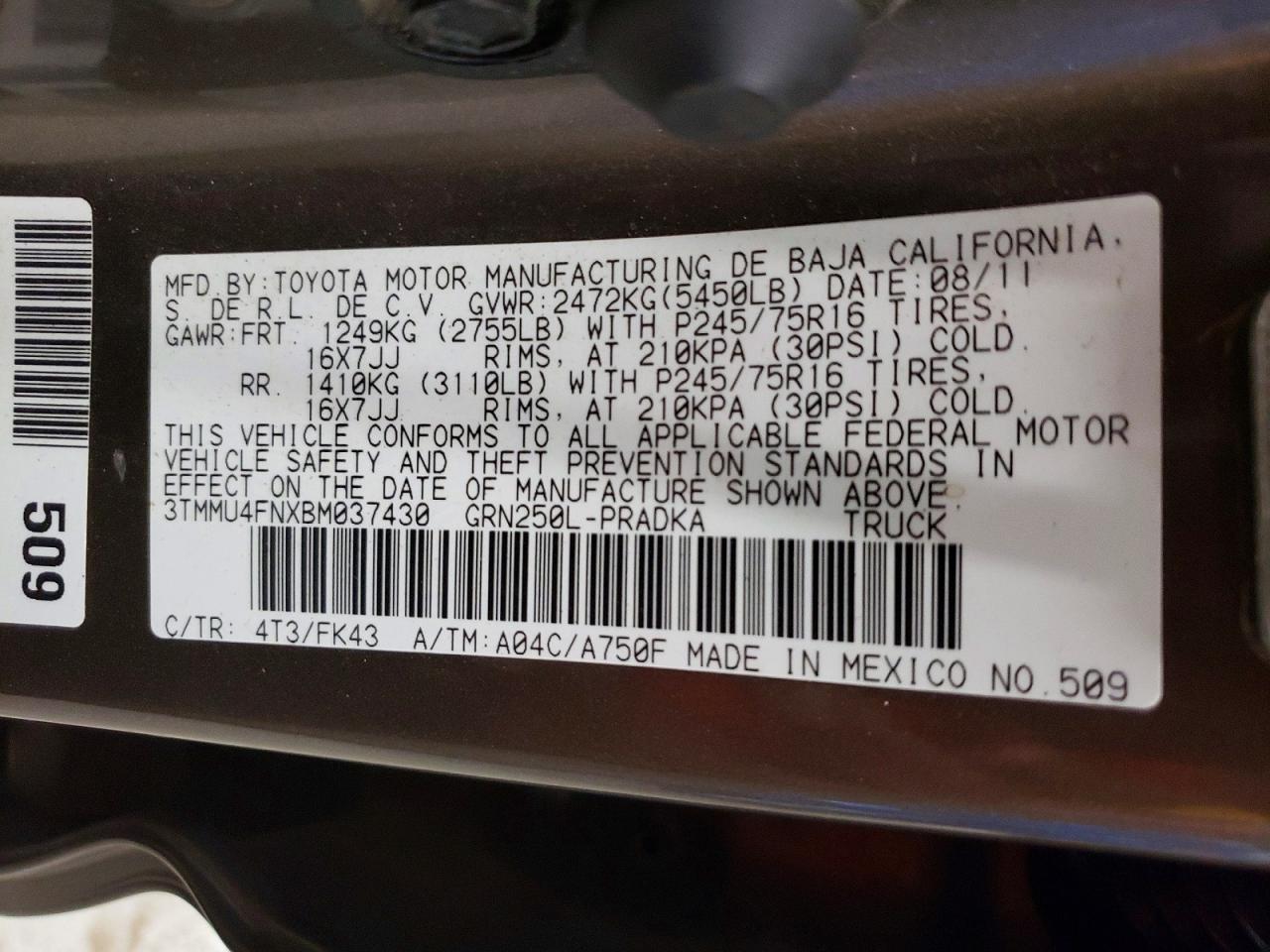 2011 TOYOTA TACOMA