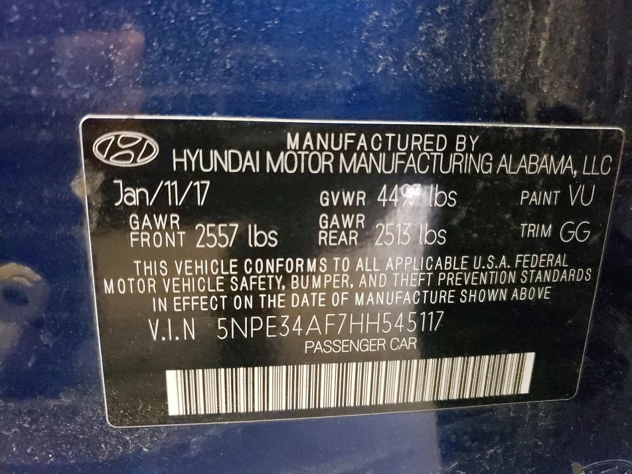 2017 HYUNDAI SONATA