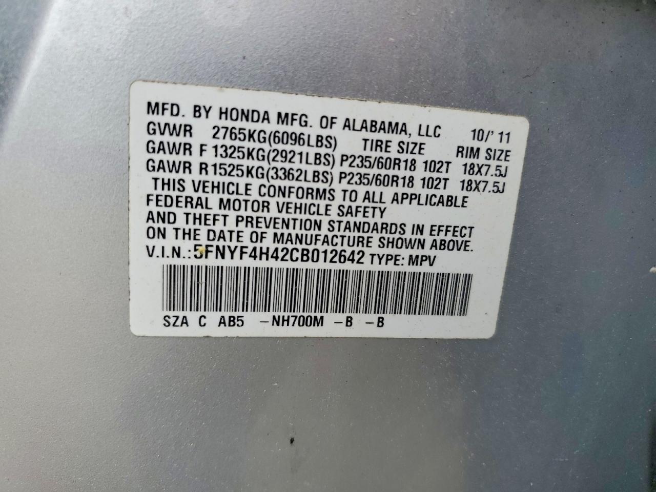 2012 HONDA PILOT