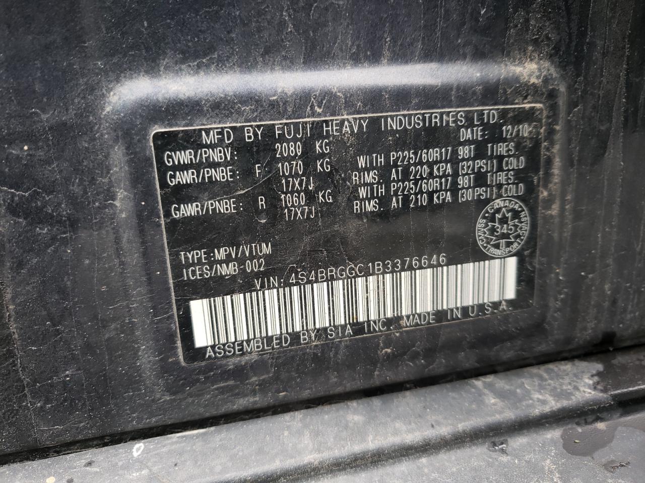 2011 SUBARU OUTBACK