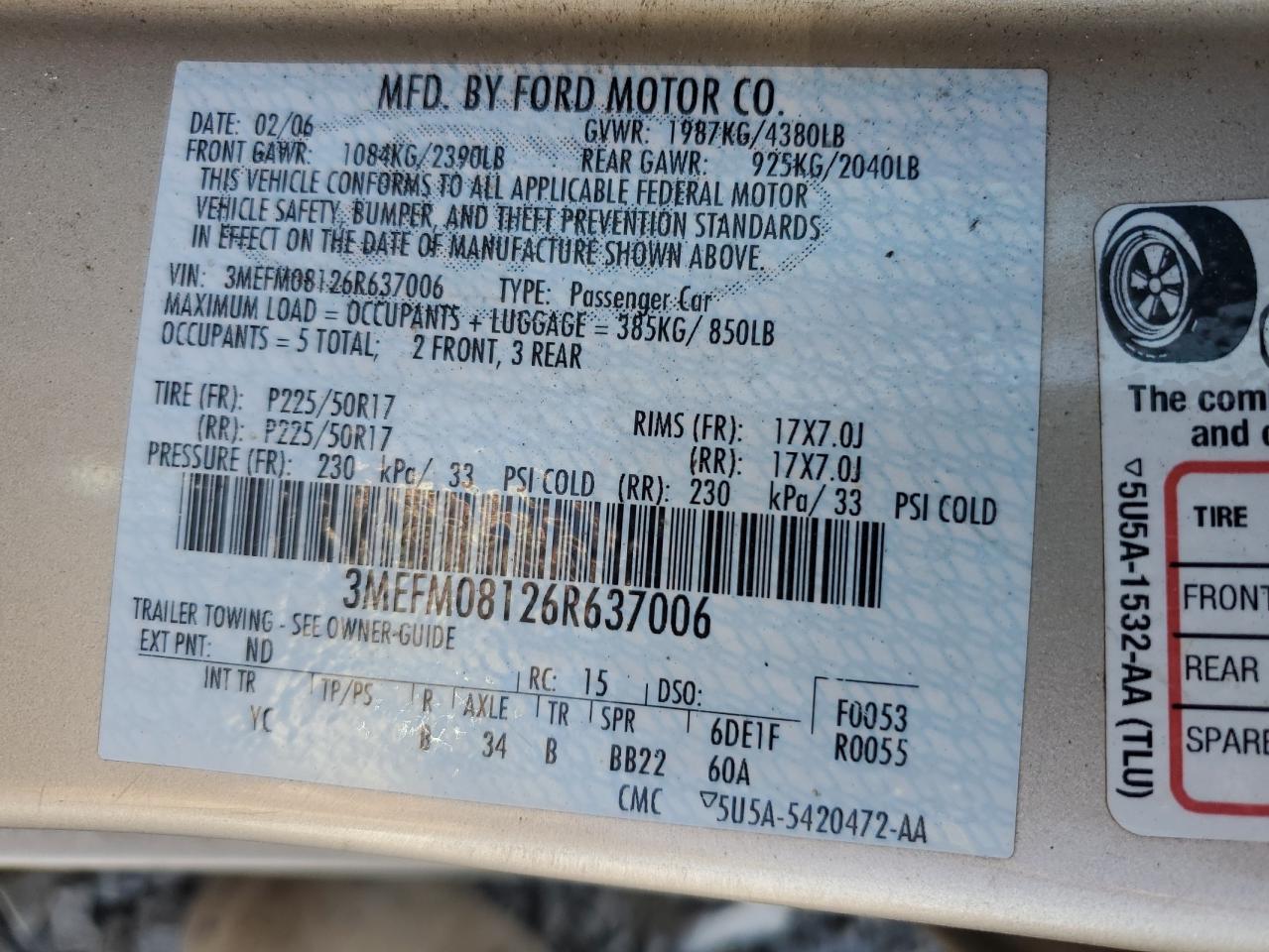 2006 MERCURY MILAN