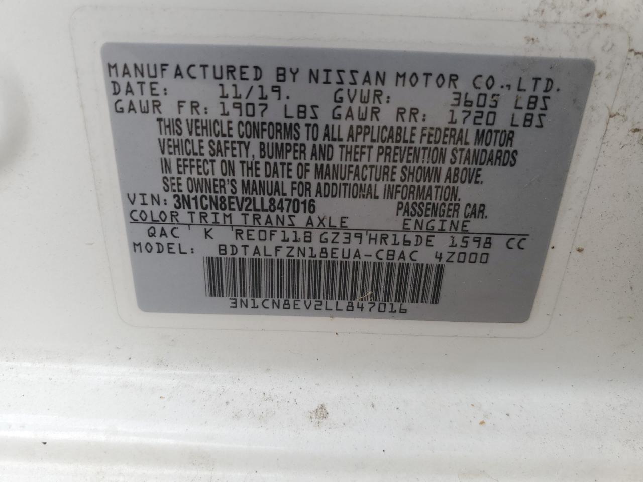 2020 NISSAN VERSA