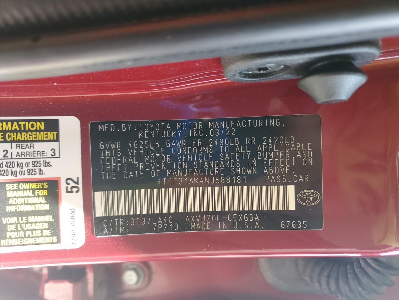 2022 TOYOTA CAMRY