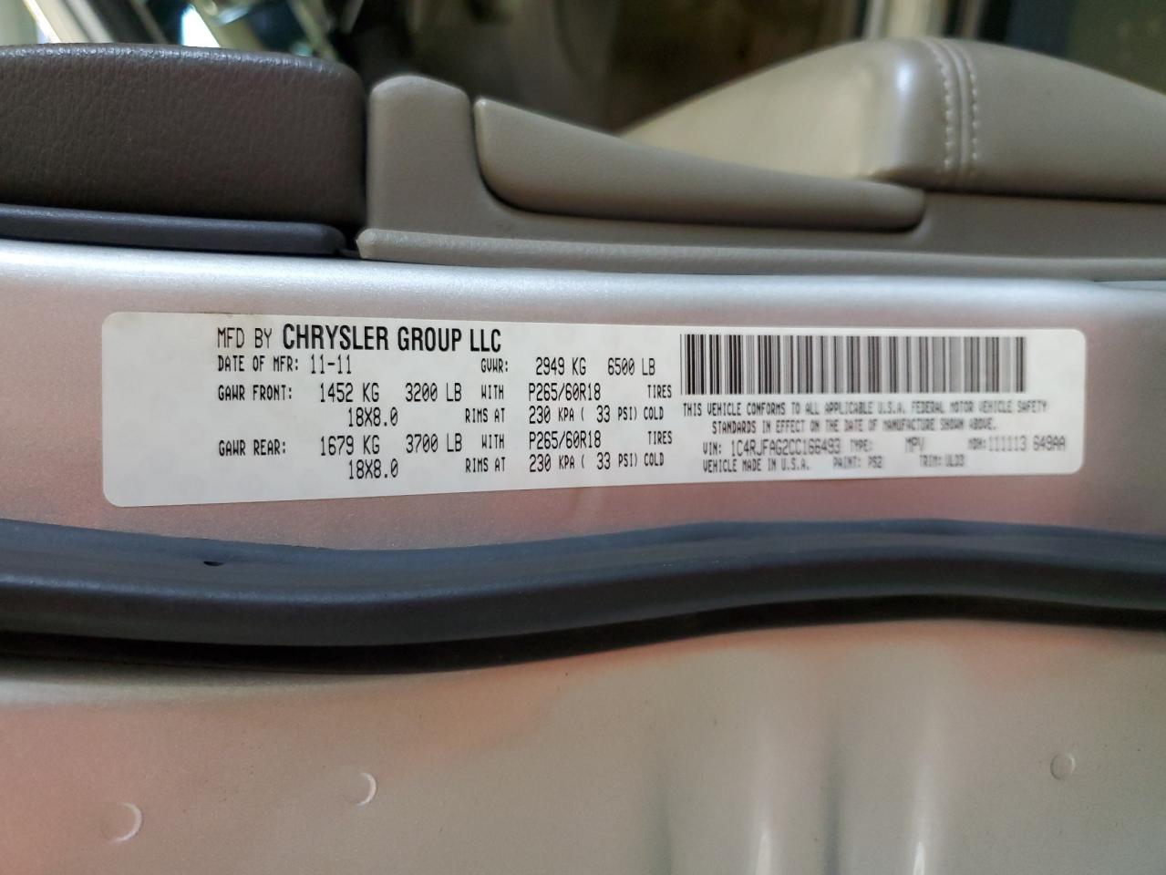 2012 JEEP GRAND CHER
