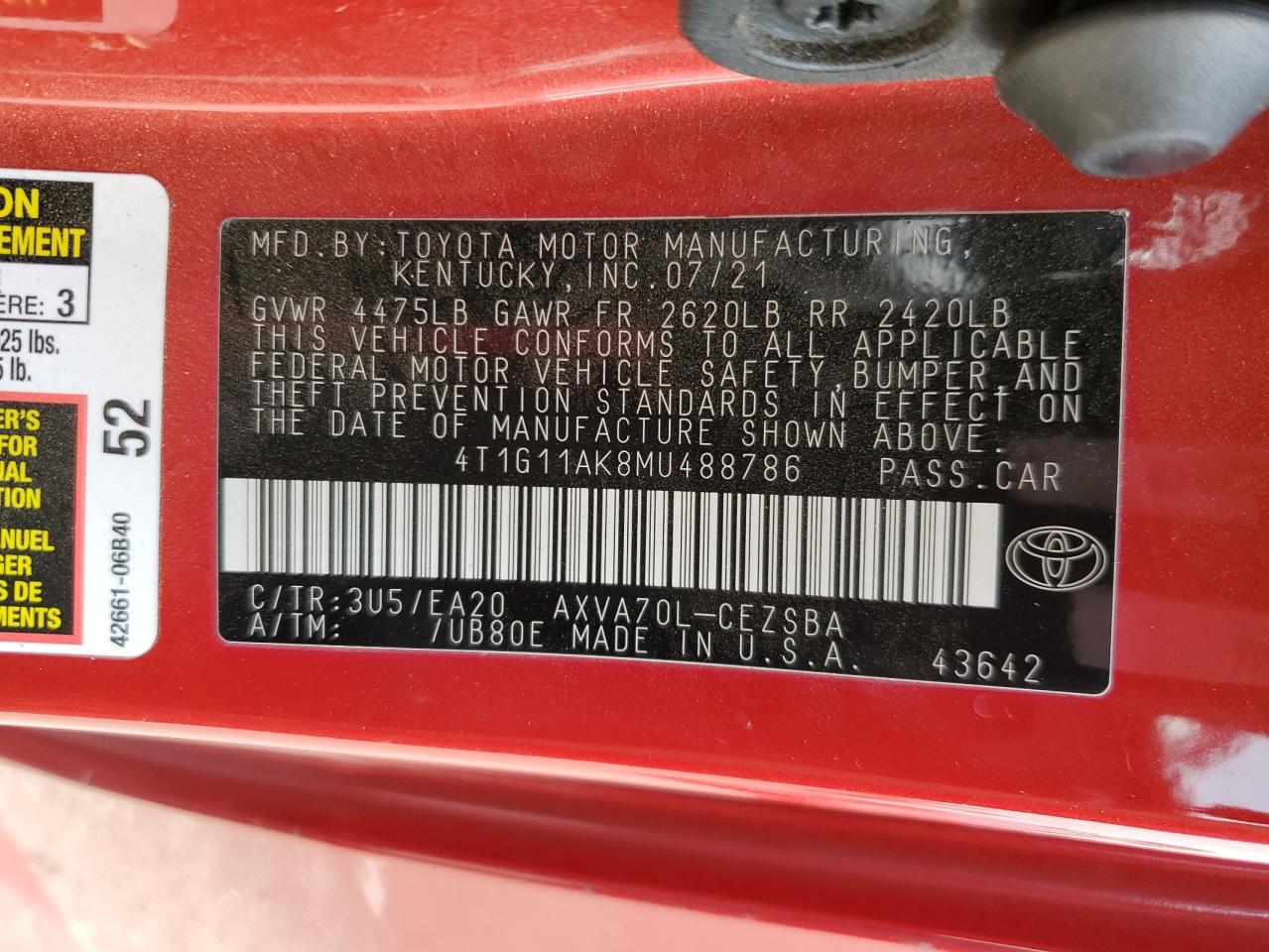 2021 TOYOTA CAMRY