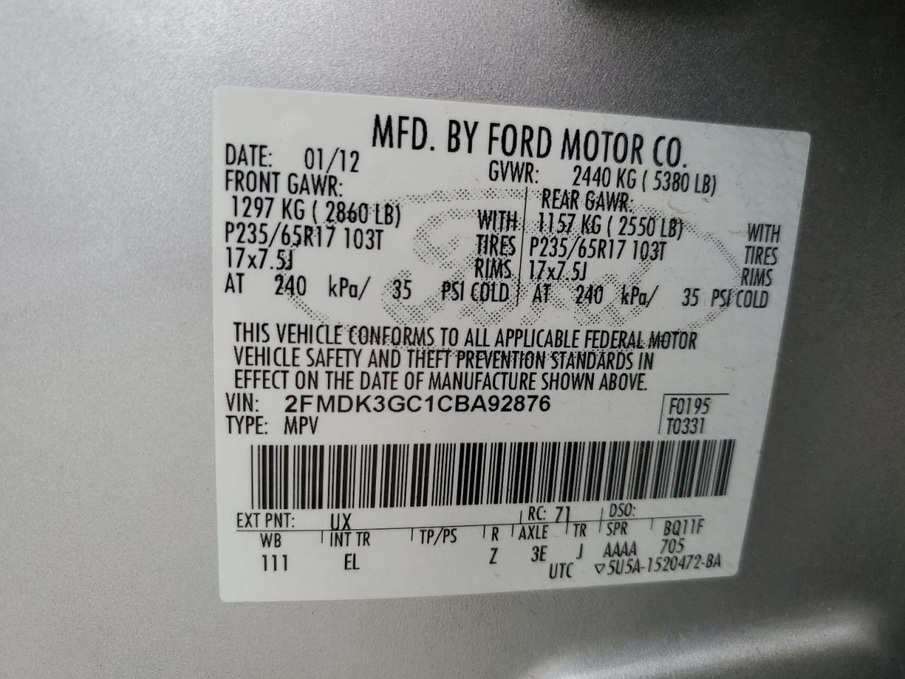 2012 FORD EDGE