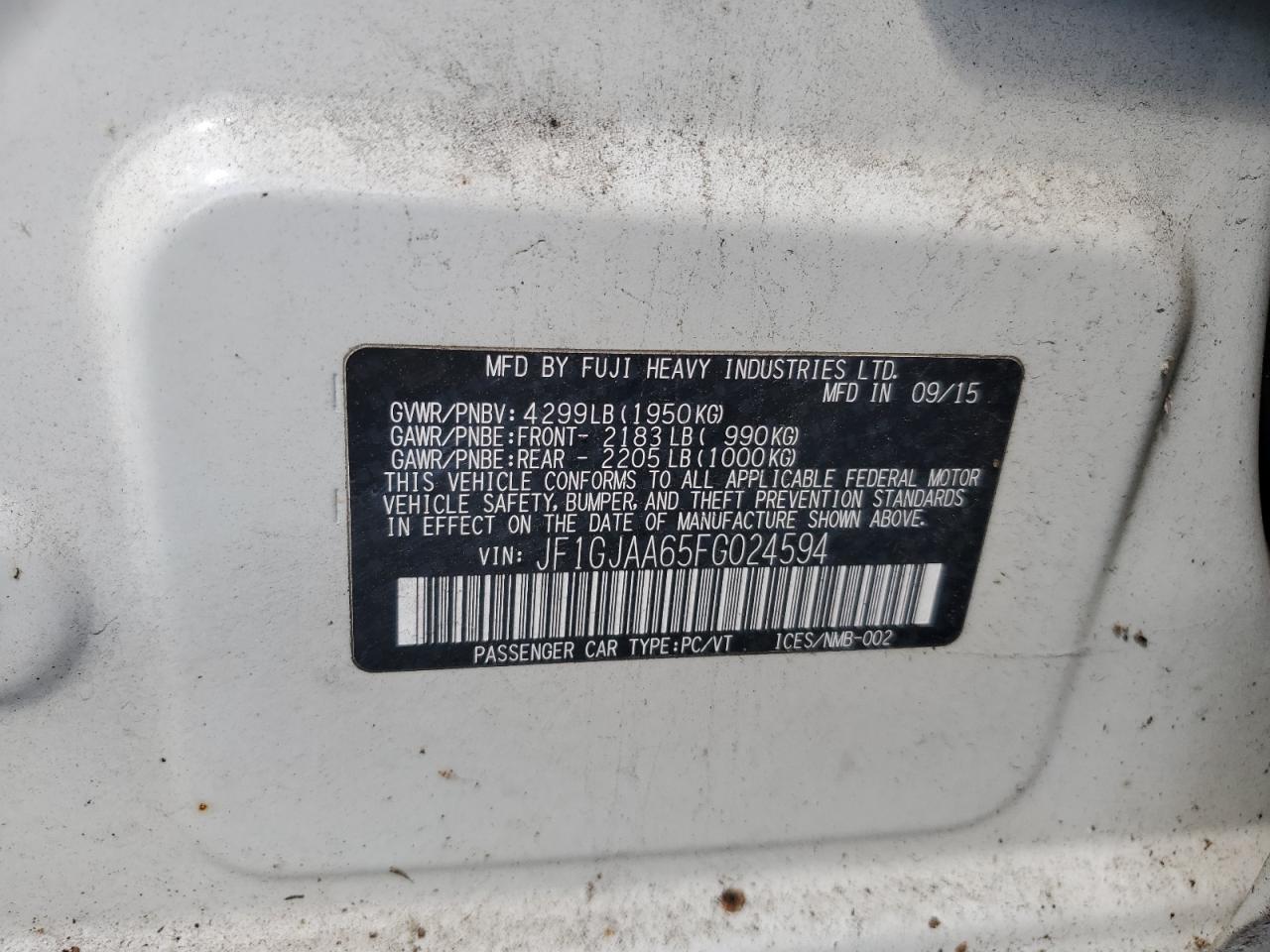 2015 SUBARU IMPREZA