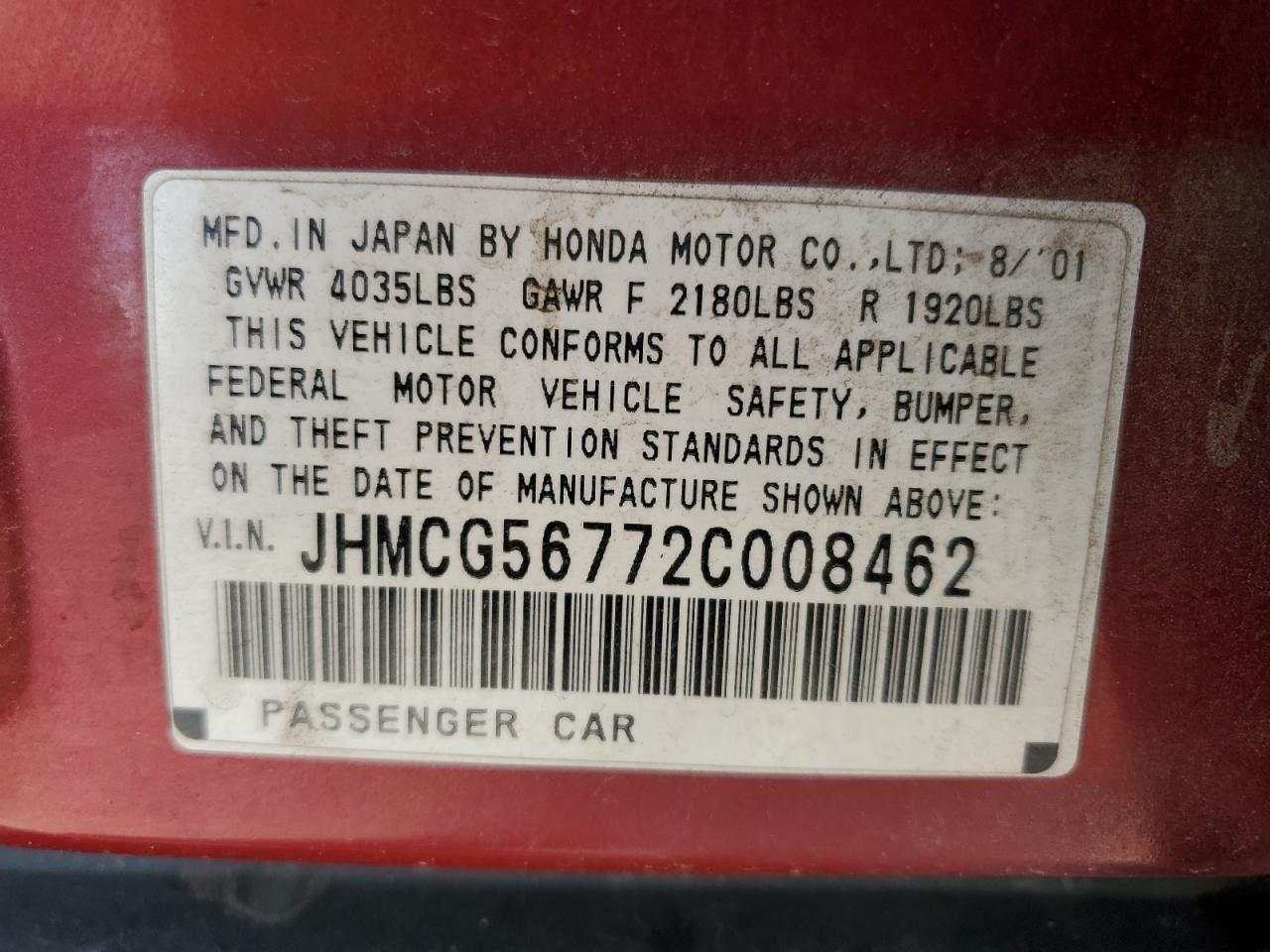 2002 HONDA ACCORD