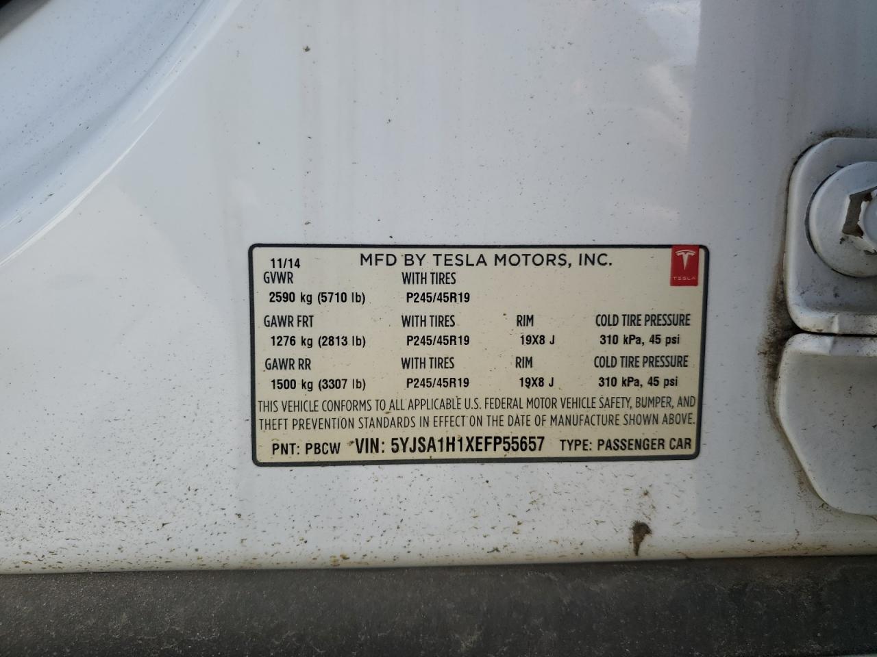 2014 TESLA MODEL S