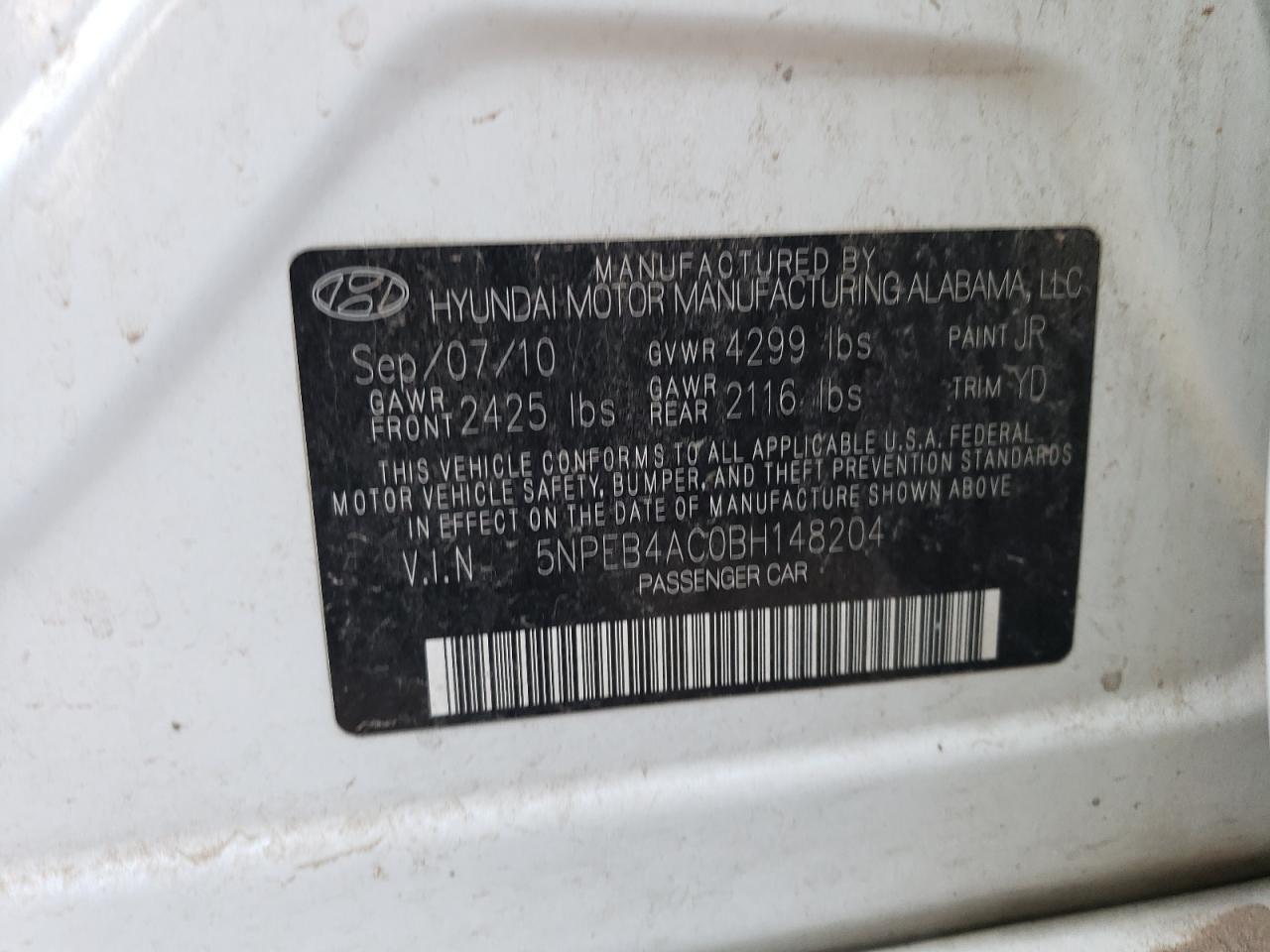2011 HYUNDAI SONATA