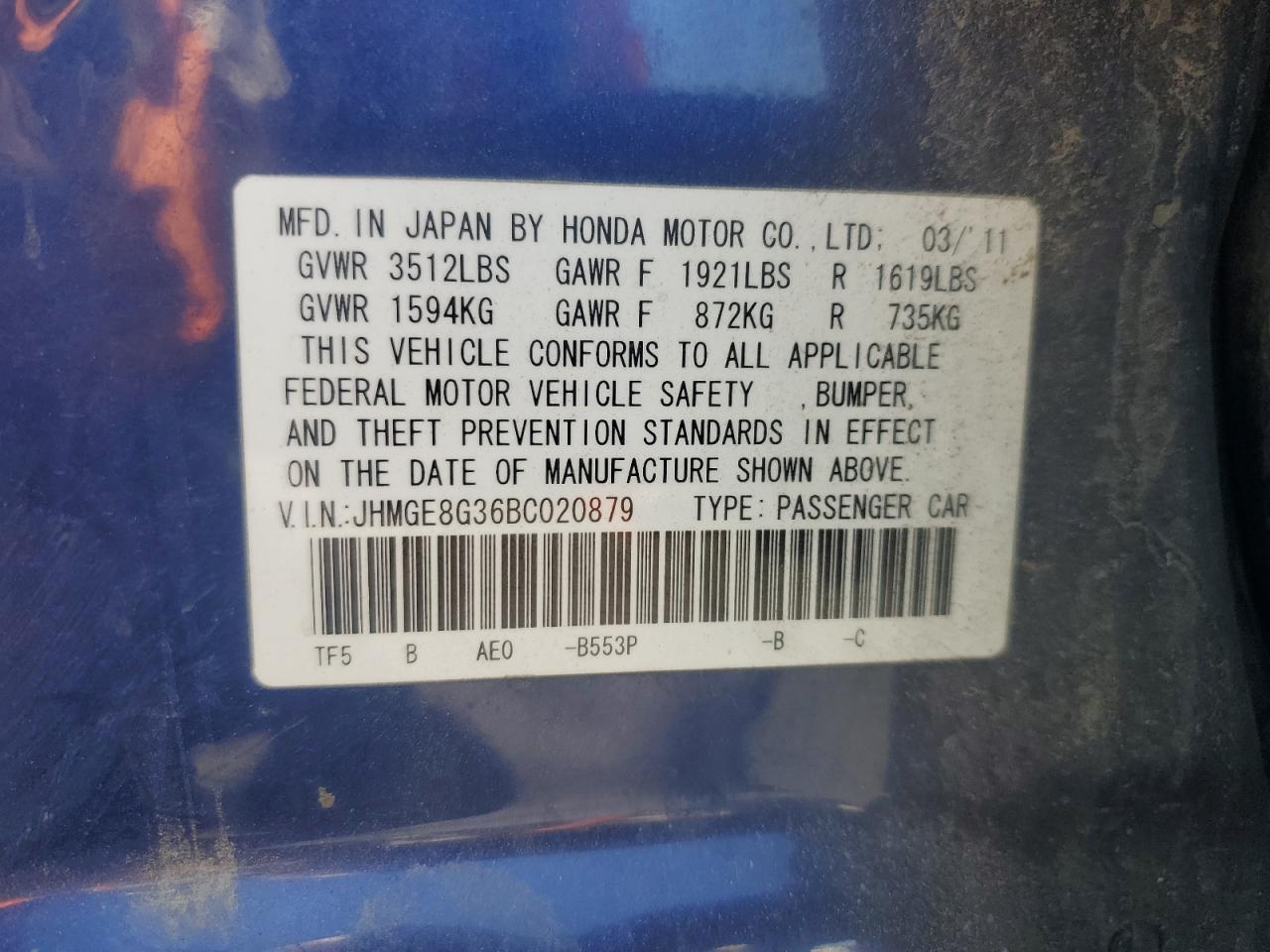 2011 HONDA FIT