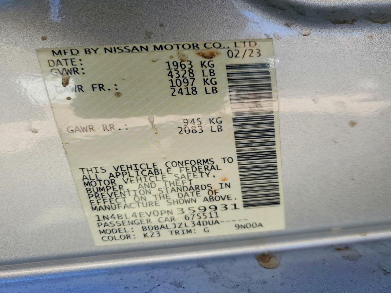 2023 NISSAN ALTIMA