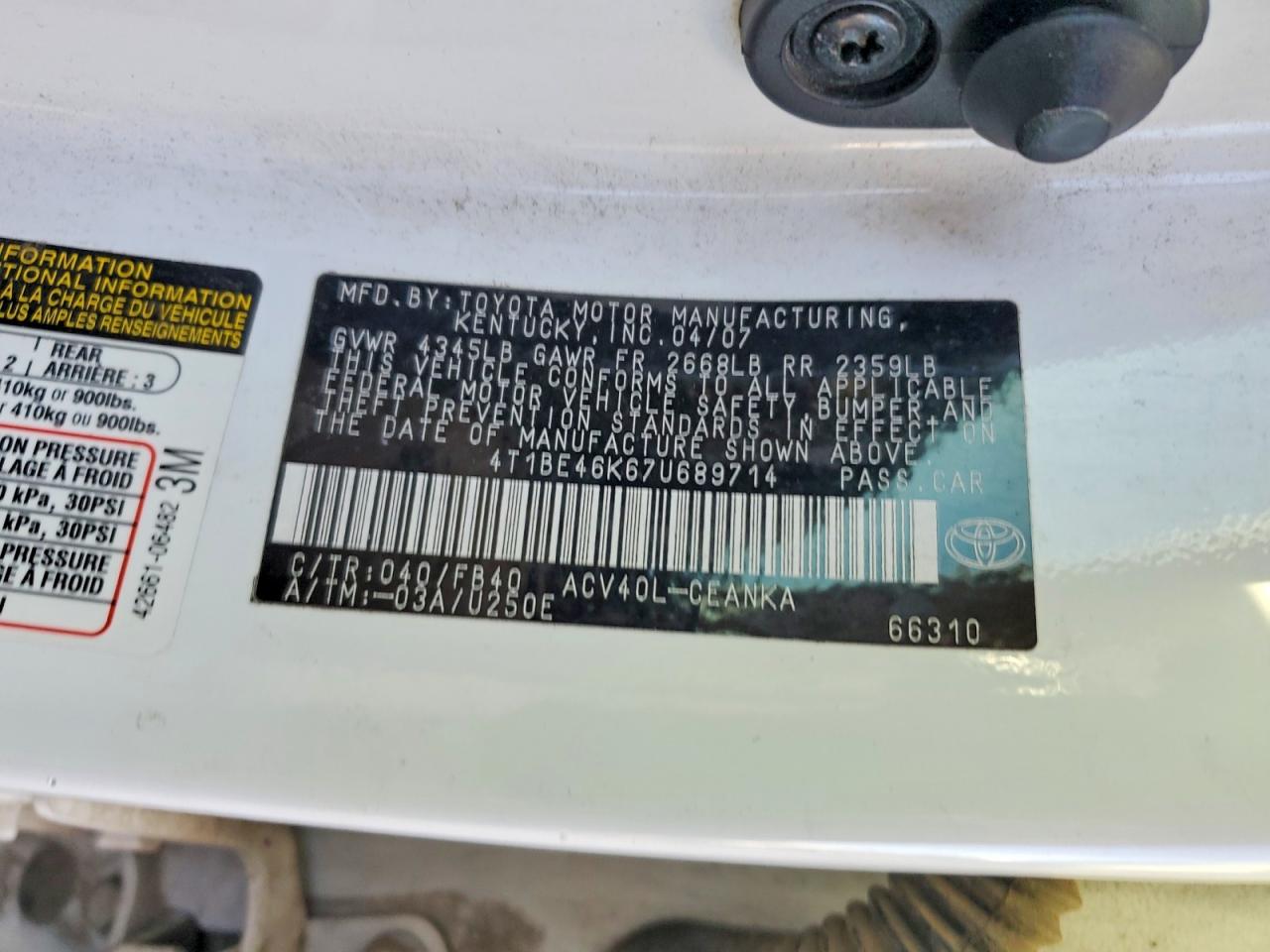 2007 TOYOTA CAMRY