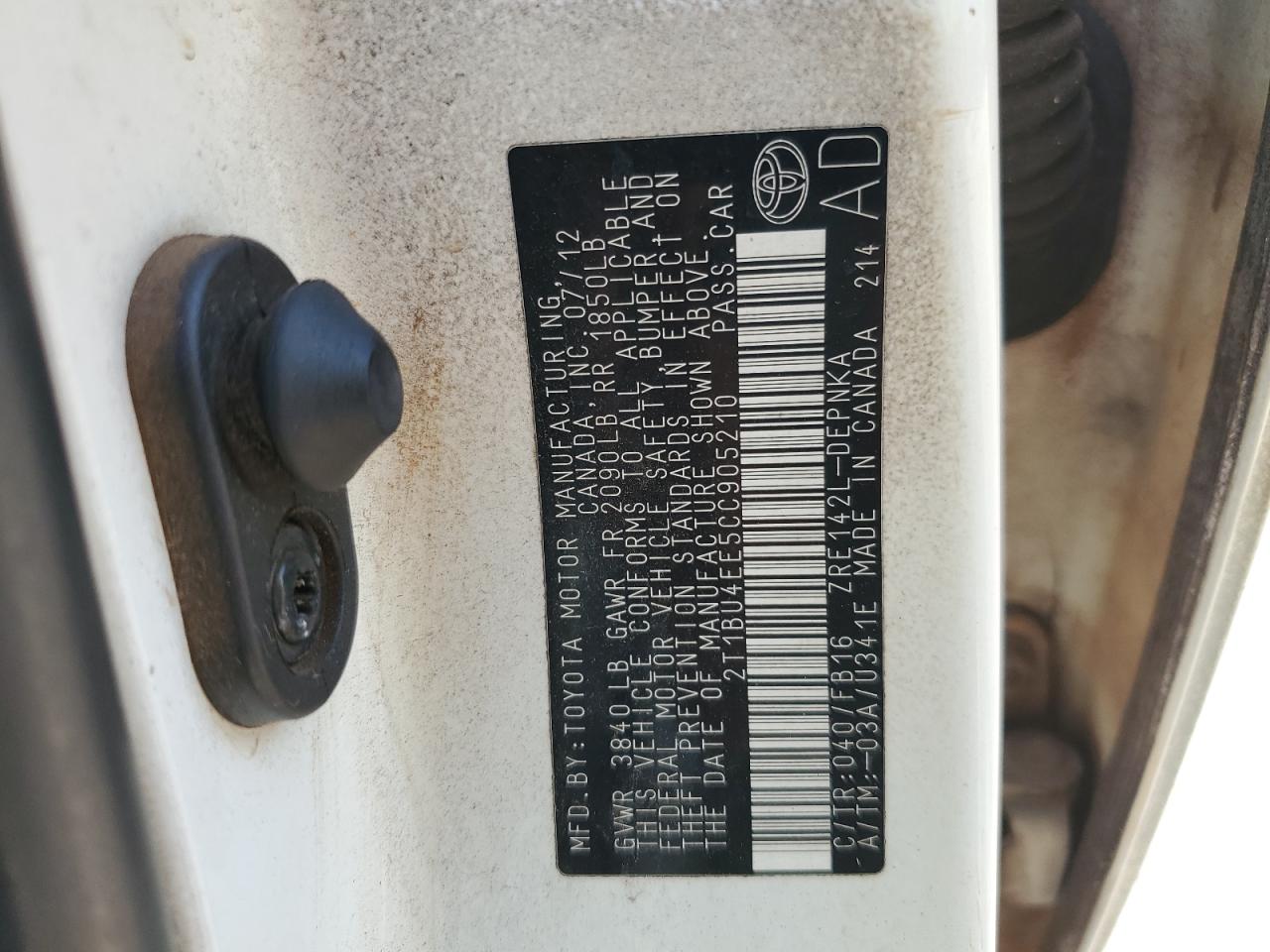 2012 TOYOTA COROLLA
