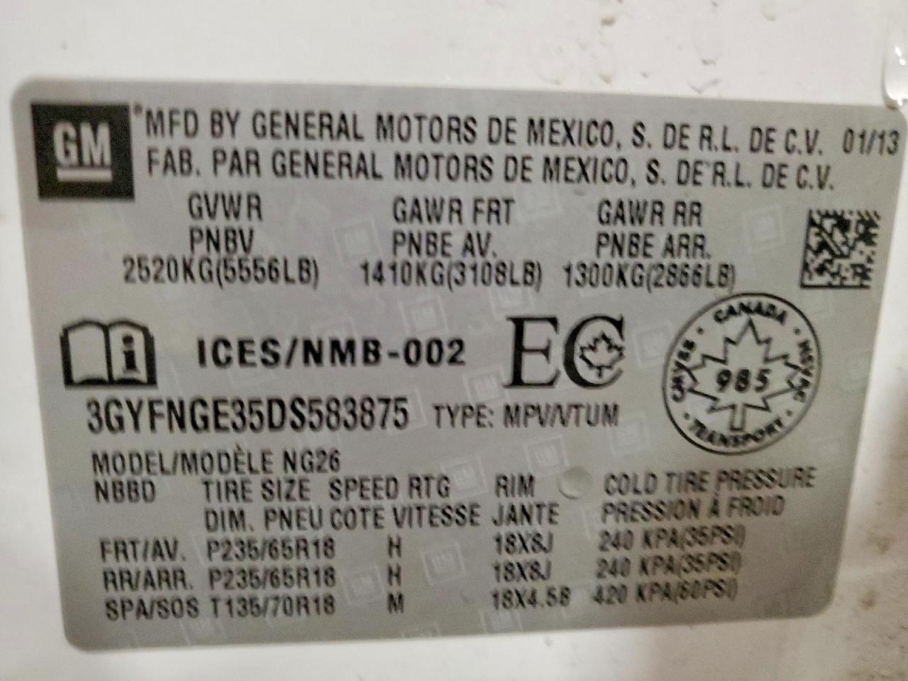 2013 CADILLAC SRX