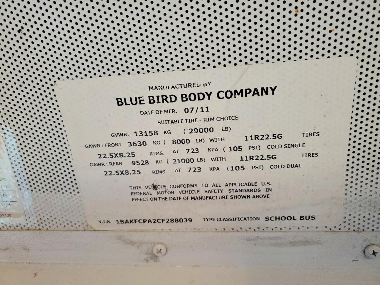 2012 BLUE BIRD ALL MODELS