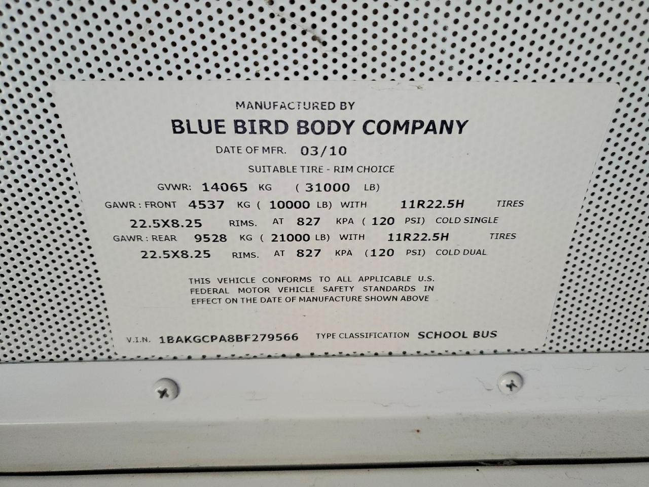 2011 BLUBIRD ALL MODELS