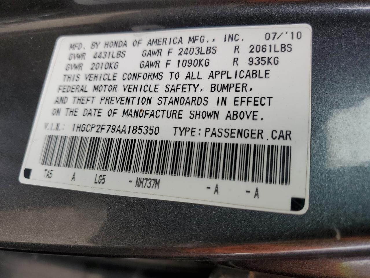 2010 HONDA ACCORD