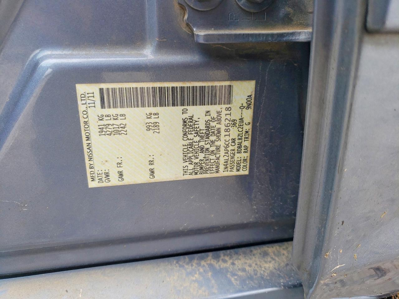 2012 NISSAN ALTIMA