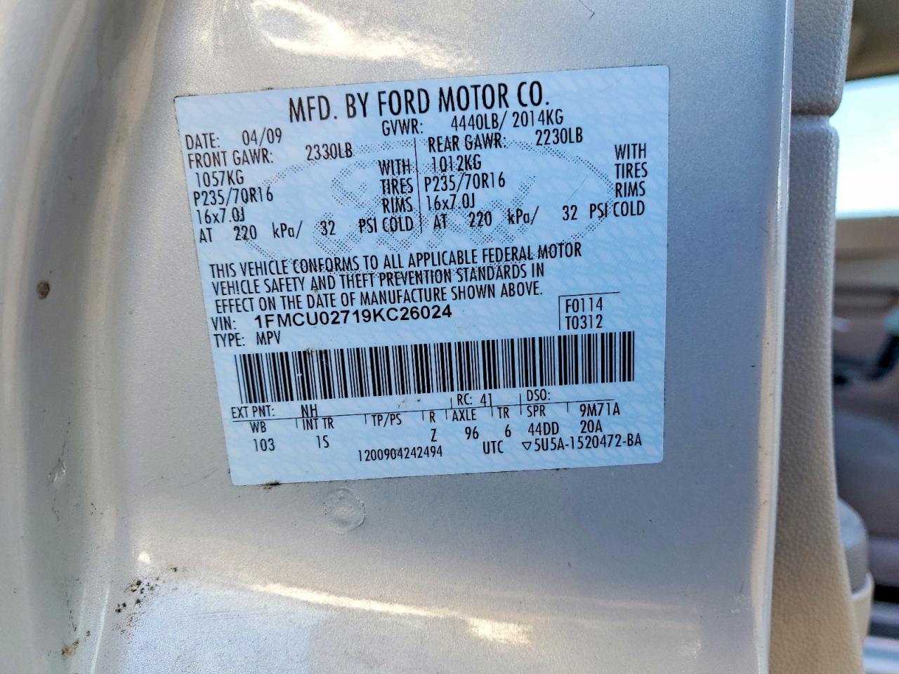 2009 FORD ESCAPE