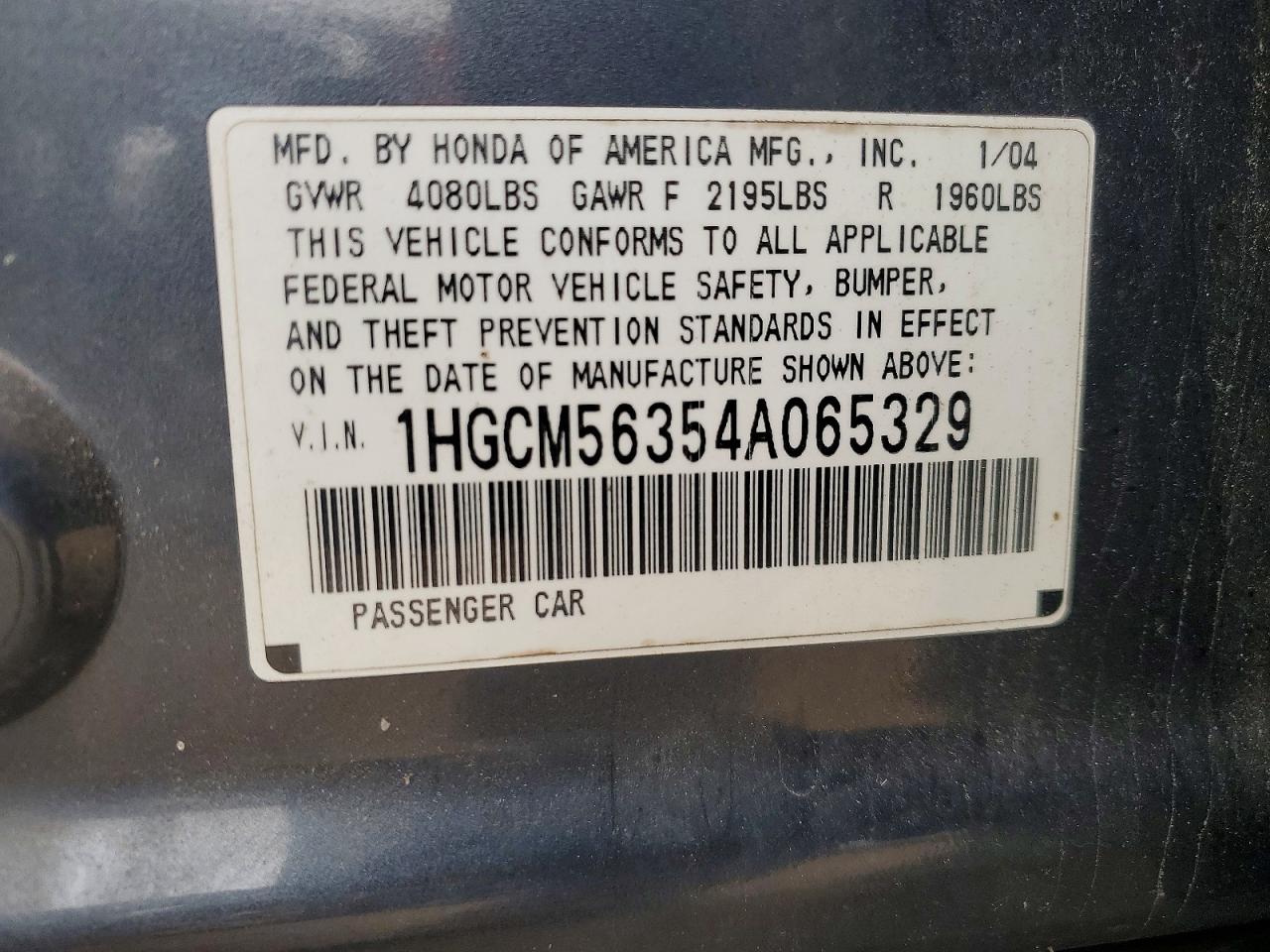 2004 HONDA ACCORD