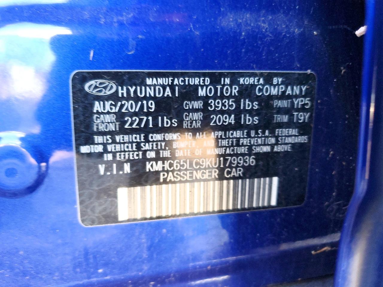 2019 HYUNDAI IONIQ