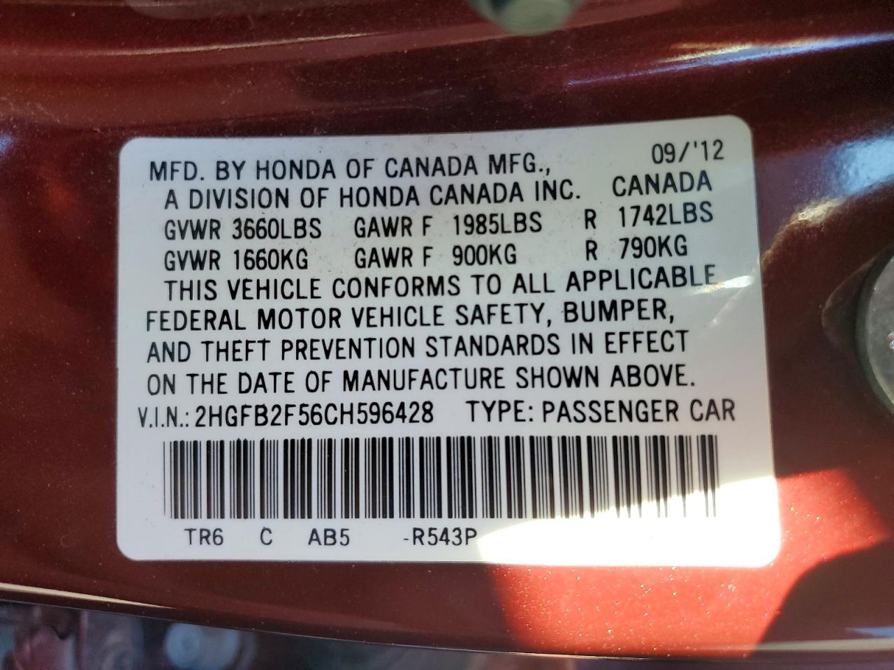 2012 HONDA CIVIC