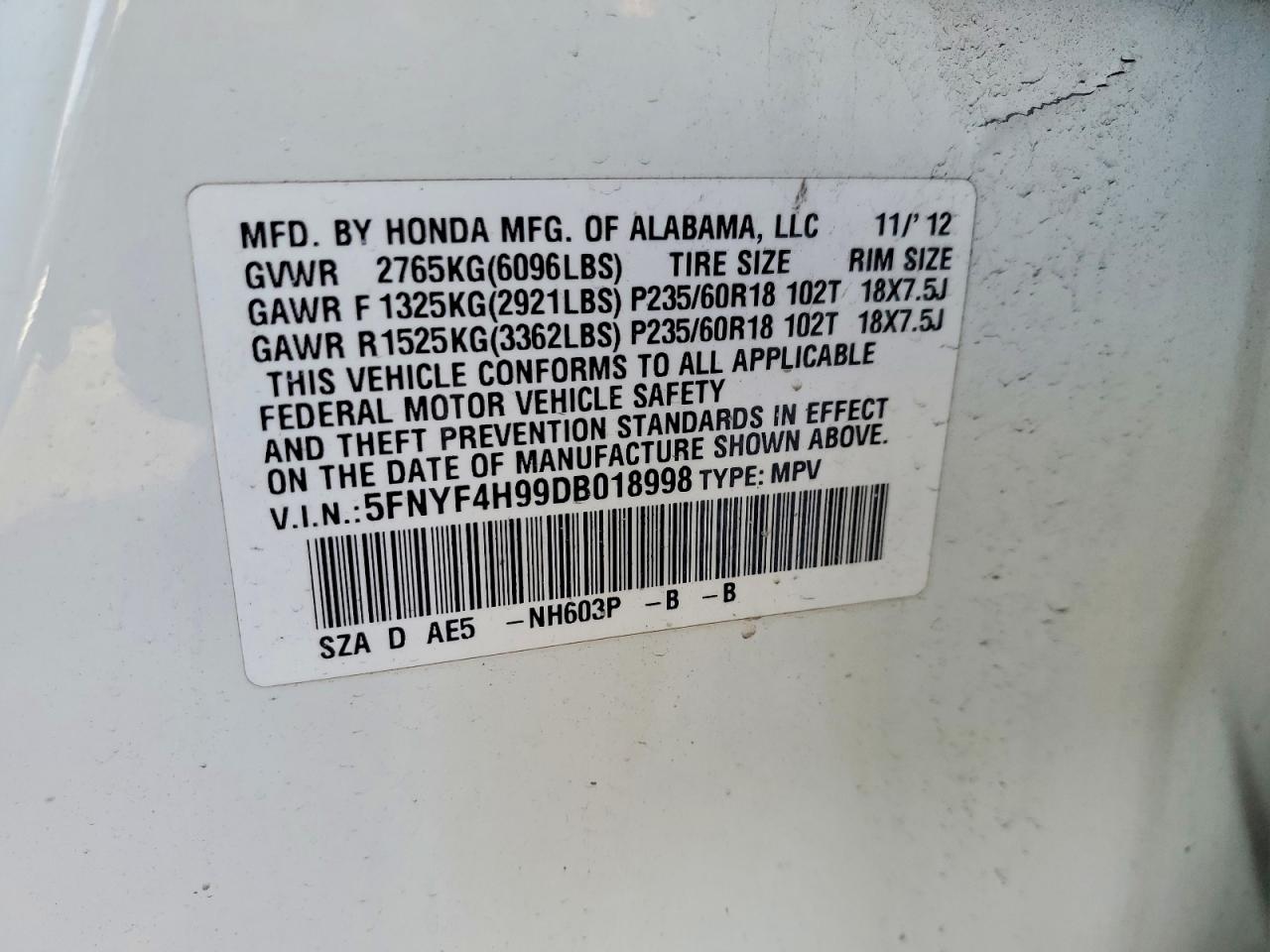 2013 HONDA PILOT