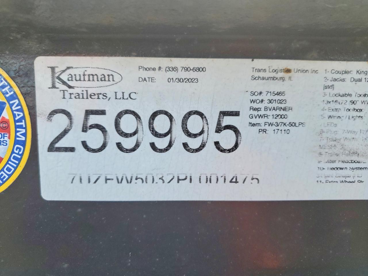 2023 KAUFMAN 3-CAR TRL