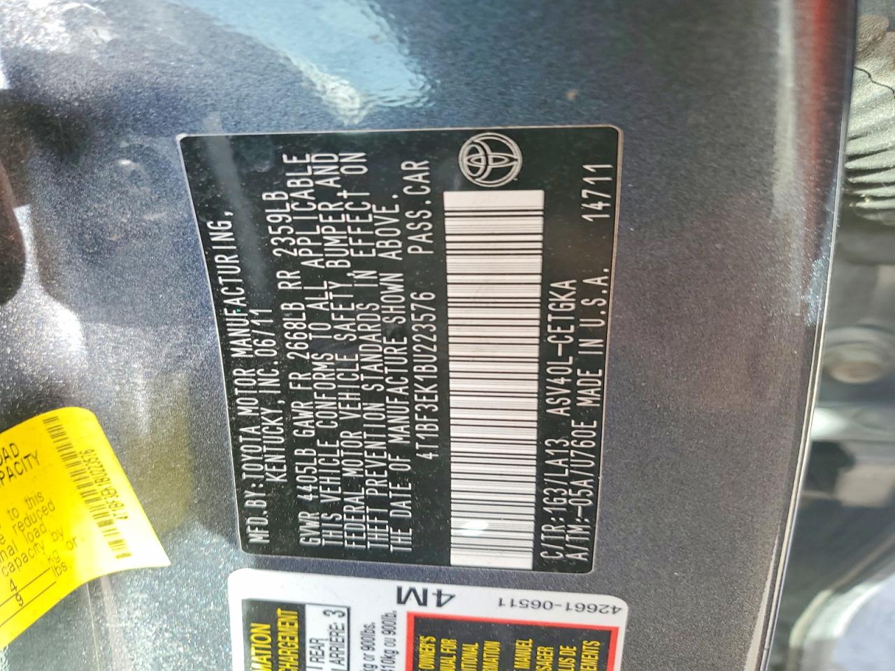 2011 TOYOTA CAMRY