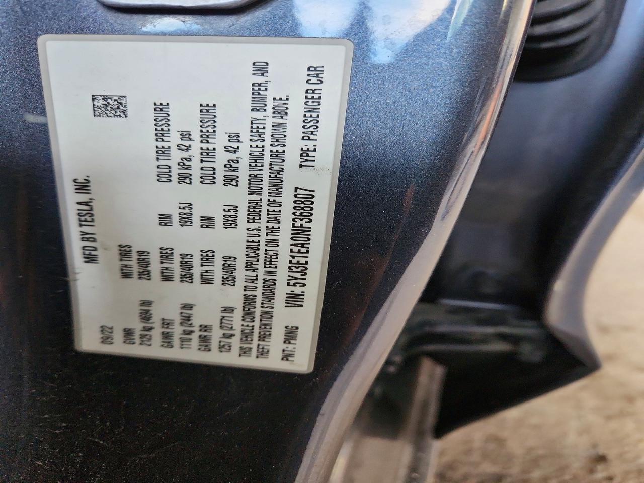 2022 TESLA MODEL 3
