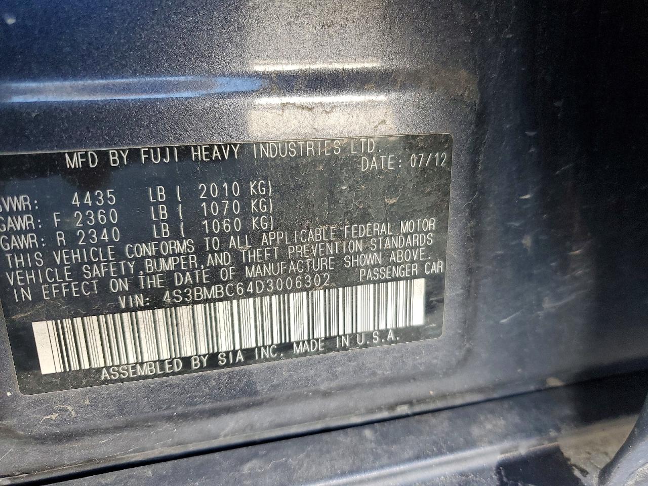 2013 SUBARU LEGACY