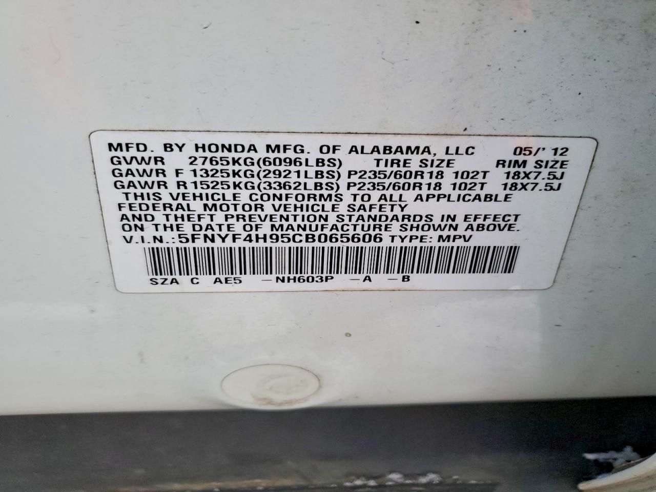 2012 HONDA PILOT
