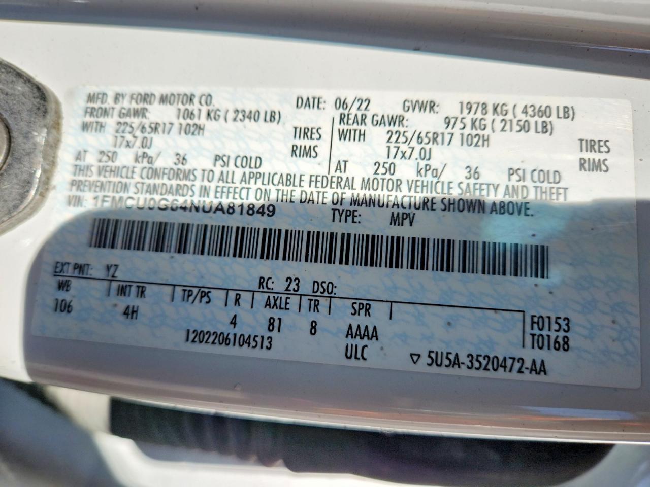 2022 FORD ESCAPE