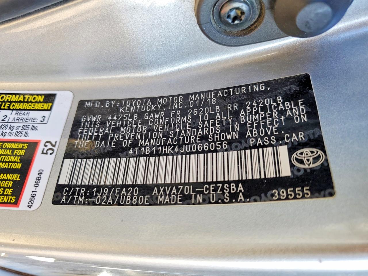 2018 TOYOTA CAMRY