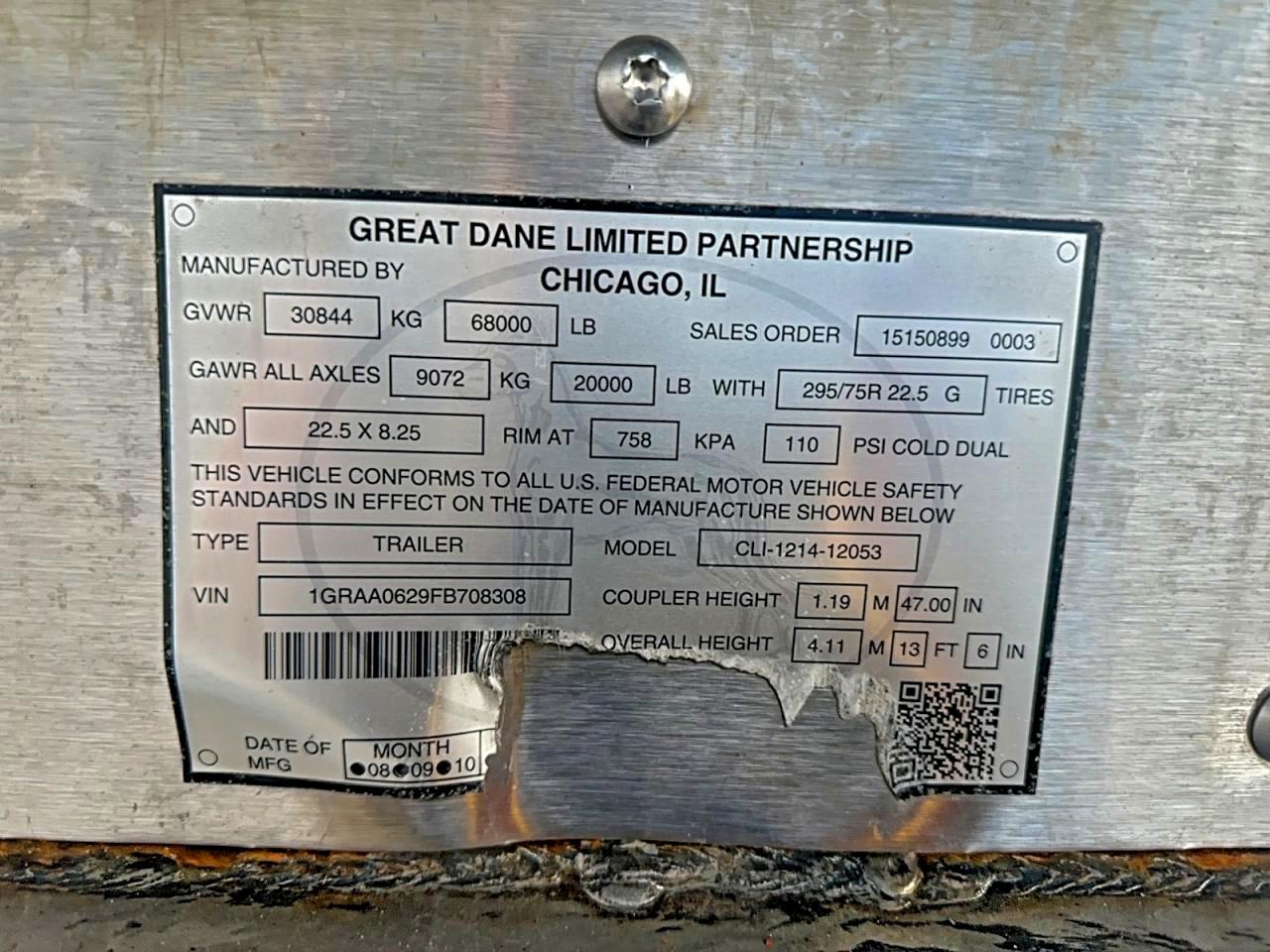 2015 GREAT DANE TRAILER REEFER