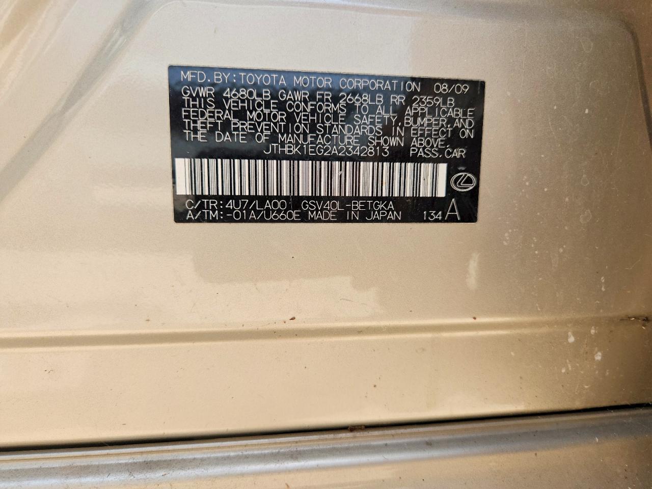 2010 LEXUS ES350