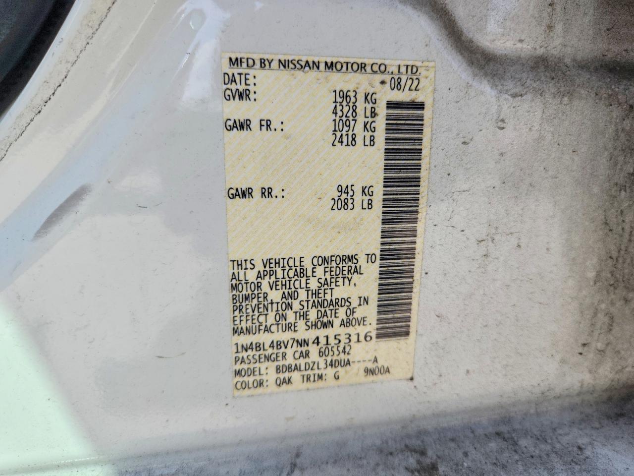 2022 NISSAN ALTIMA