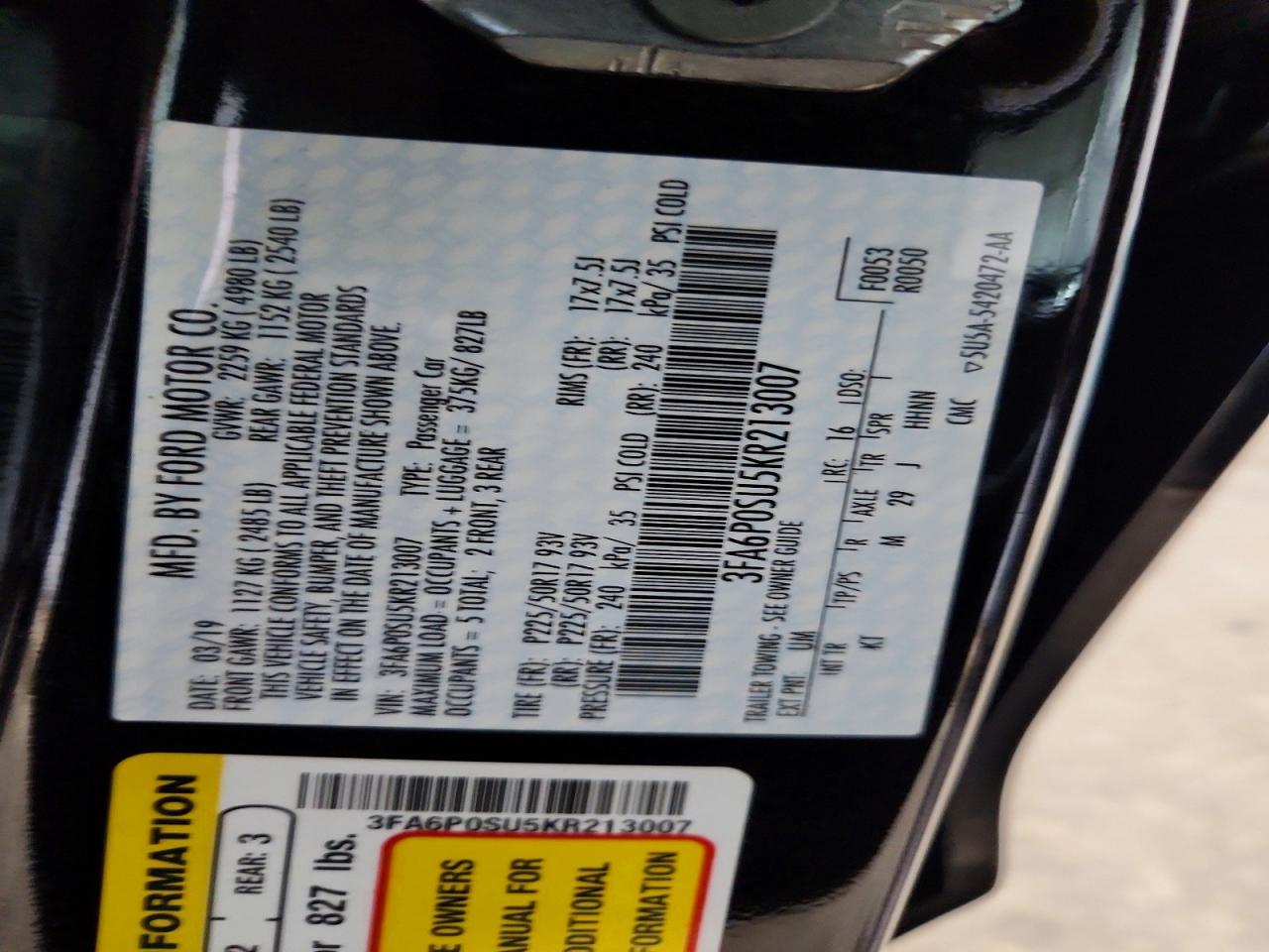 2019 FORD FUSION